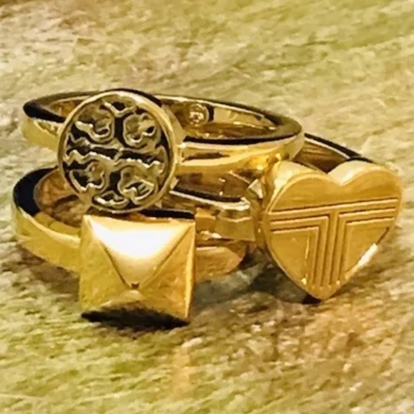 🆕 Authentic Tory Burch Stackable Gold Rings Band Ring Size 7 - Picture 4 of 11